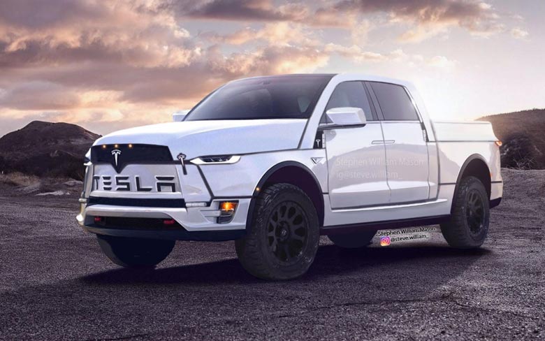 tesla electric pickup truck render stunning