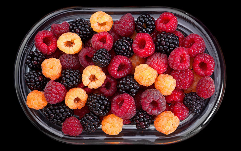 Red, Golden, Black, and Golden Raspberries