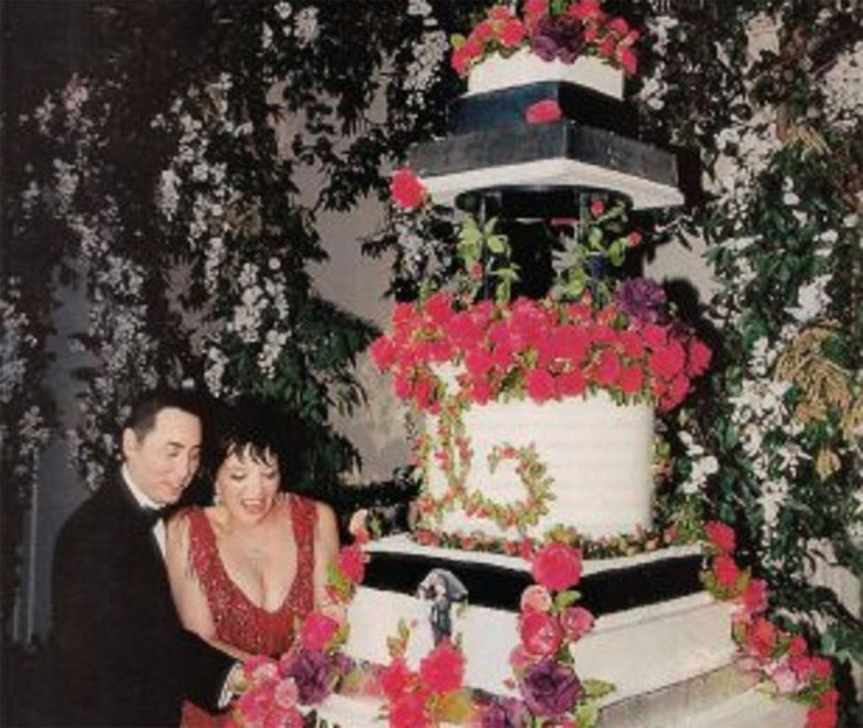 Liza Minnelli and David's towering wedding cake
